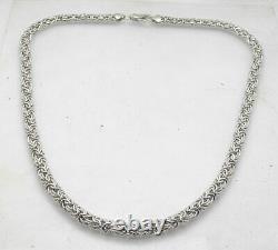Anti-Tarnish Domed Byzantine Chain Necklace Real Sterling Silver QVC 18 20