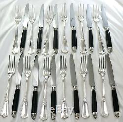 Antique 1880s French Sterling Silver Luncheon 24 Pcs FLATWARE SET Empire Dinner