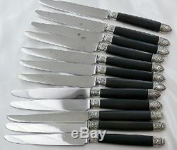 Antique 1880s French Sterling Silver Luncheon 24 Pcs FLATWARE SET Empire Dinner