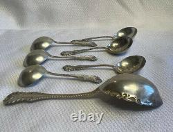 Antique C. F. Rudolph Sterling Silver 166.78G Serving Spoon & 6 Soup Spoons