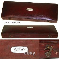 Antique English Sterling Silver 3pc Christening Flatware Set, Original Box, Etui