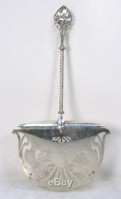 Antique English Sterling Silver Hooded Server Spoon. Floral Asparagus RARE