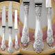 Antique French 16pc Sterling Silver Handled Table Knife Set, Ornate With Grapes