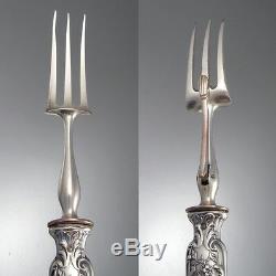 Antique French Rococo Sterling Silver Carving Set and Gigot Holder, Page Frères