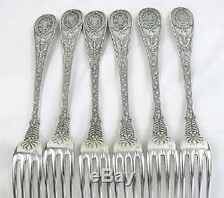 Antique French Sterling Silver 6 Dinner Forks Napoleon 1 Empire Coat Of Arms