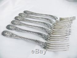 Antique French Sterling Silver 6 Dinner Forks Napoleon 1 Empire Coat Of Arms