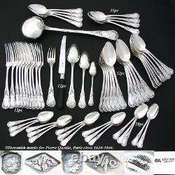 Antique French Sterling Silver 71pc Flatware Set, Louis XV or Rococo Pattern