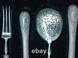 Antique French Sterling Silver & Filled Silver Set Sweets Service Early 20th C