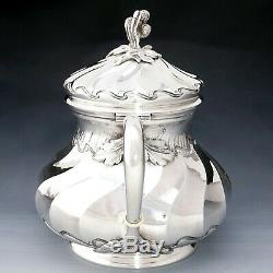 Antique French Sterling Silver Teapot / Coffee Pot Spiral Fluted, Pierre Quielle