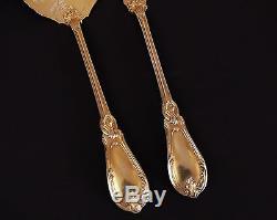 Antique French Sterling Silver & gold plated Ice Cream Dessert Flatware Set King