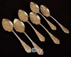 Antique French Sterling Silver & gold plated Ice Cream Dessert Flatware Set King