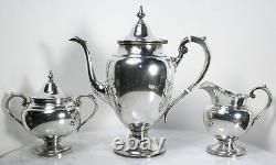 Antique GORHAM Sterling Silver Tea Set. 3 Piece Teapot, Sugar Bowl, Creamer