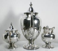 Antique GORHAM Sterling Silver Tea Set. 3 Piece Teapot, Sugar Bowl, Creamer