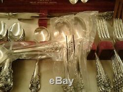 Antique GRAND BAROQUE WALLACE STERLING SILVER 925 78 PIECE FLATWARE SET FOR 12