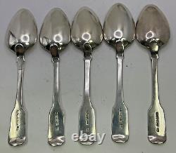 Antique Georgian English Sterling Silver Spoons Set of 5