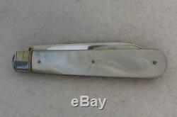 Antique, Hallmarked Silver & Mother of Pearl Folding Fruit Knife