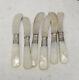Antique Mother Of Pearl Handled Small Sterling Silver Mounted Silverplate Knives