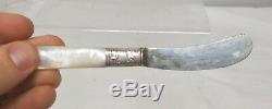 Antique Mother of Pearl Handled Small Sterling Silver Mounted Silverplate Knives