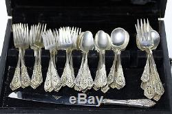 Antique Set of Wallace Sterling Silver Flatware Rose Point Pattern 100 Pieces