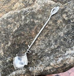 Antique, Sterling Silver, Gorham, Aesthetic Leaf Acorn Salt Spoon, 3 5/8