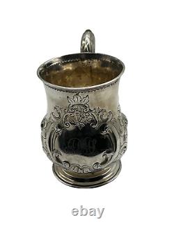 Antique Sterling Silver Rococo Embossed Baluster Mug, Sheffield 1860