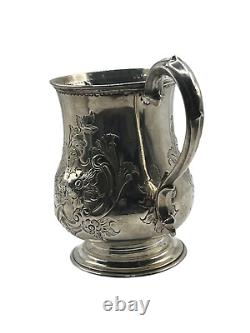 Antique Sterling Silver Rococo Embossed Baluster Mug, Sheffield 1860