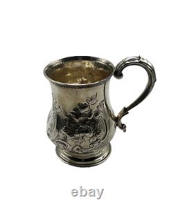 Antique Sterling Silver Rococo Embossed Baluster Mug, Sheffield 1860