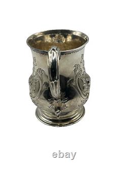 Antique Sterling Silver Rococo Embossed Baluster Mug, Sheffield 1860