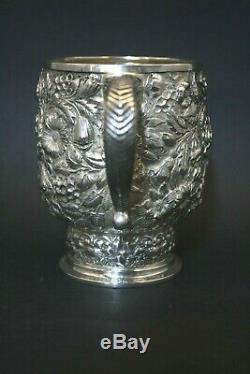 Antique Stunning 19thc Sterling Silver Tiffany & Co Embossed Handle Mug Cup