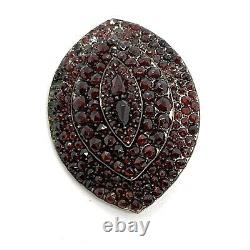 Antique Victorian Bohemian Sterling Silver Garnet Pin Brooch. Large 2. Parts