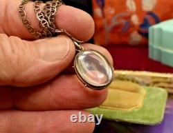 Antique Victorian sterling silver pool of light photo locket pendant & chain nec