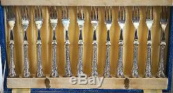 Art Deco Sterling Silver Dessert Knife & Fork Cutlery Set from 1936 24 Pcs
