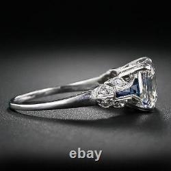 Art Deco Vintage Antique White Asscher Cut Engagement Ring 925 Sterling Silver