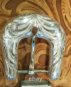 BUCKLE SET HAND ENGRAVED SALE $$One Inch. 925 Sterling Silver Overlay4 pieces