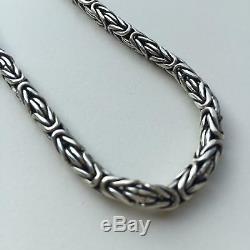 Bali Mens Byzantine Chain Necklace 6.5mm 105GR 24Inch Solid 925 Sterling Silver