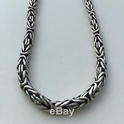 Bali Mens Byzantine Chain Necklace 6.5mm 105GR 24Inch Solid 925 Sterling Silver