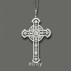 Belle Époque Round Diamond Cross Pendent Charm In 925 Sterling Silver