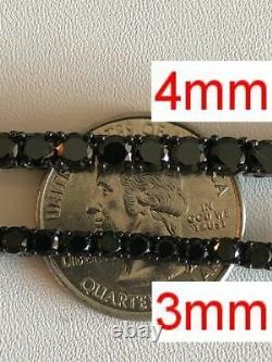 Black Diamond Tennis Chain SOLID 925 Sterling Silver Single Row ICY Mens 3-6mm