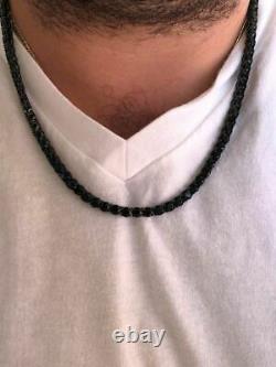 Black Diamond Tennis Chain SOLID 925 Sterling Silver Single Row ICY Mens 3-6mm