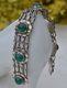 Bracelet With Green Agates Vintage Georg Jensen #31 Sterling Silver Length 7,1