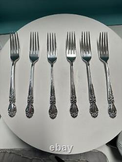 Brocade by International Sterling Silver Place Size Fork 7 3/8, Set Of 6, Used
