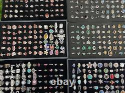 C 50 Gram Ring Lot Sterling Silver 925 Wholesale Resale Mixed Gems Vintage New