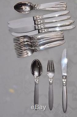 Cactus Georg Jensen Sterling Silver Luncheon Set For Six