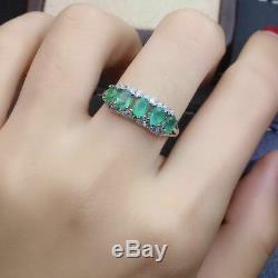 Certified Genuine Natural Colombian Emerald Ring S925 Sterling Silver Gift