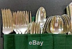Damask Rose Heirloom Sterling Silver 53 piece silverware set with Green Wrap