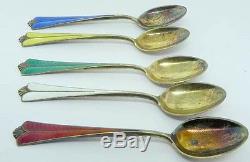 David Andersen Sterling Silver Enamel Demitasse Spoons