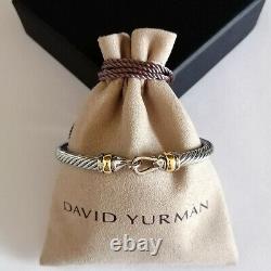 David Yurman Cable Buckle Bracelet Bangle 5mm Sterling Silver with 18k Gold M
