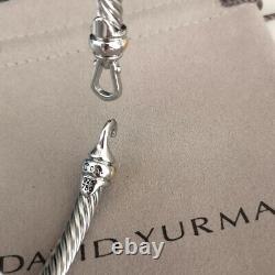 David Yurman Cable Buckle Bracelet Bangle 5mm Sterling Silver with 18k Gold M