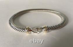 David Yurman Cable Buckle Bracelet With 18k Gold 5mm 925 Sterling Silver (L)