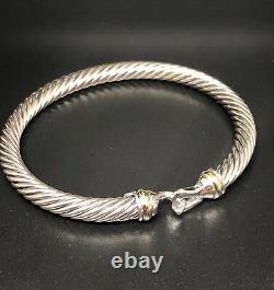 David Yurman Cable Buckle Bracelet With 18k Gold 5mm 925 Sterling Silver SMALL